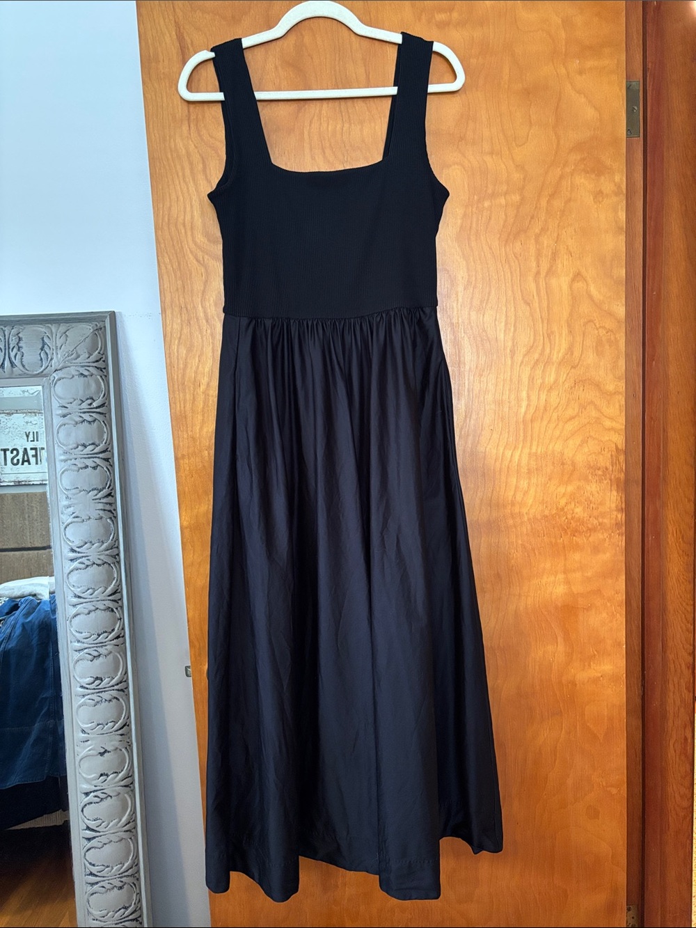 ME+EM Black Square-Neck Sleeveless Midi Dress